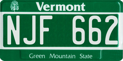 VT license plate NJF662