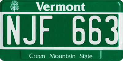 VT license plate NJF663
