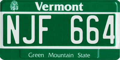 VT license plate NJF664