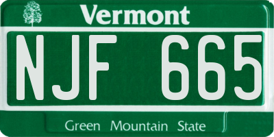 VT license plate NJF665