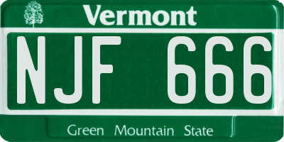 VT license plate NJF666