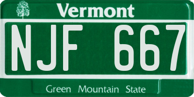 VT license plate NJF667