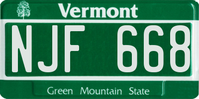 VT license plate NJF668