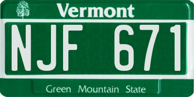 VT license plate NJF671