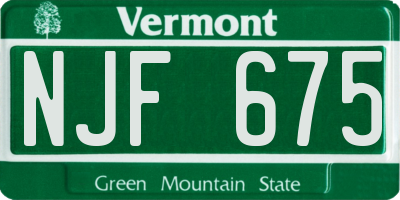 VT license plate NJF675