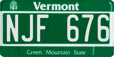 VT license plate NJF676
