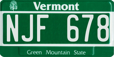 VT license plate NJF678