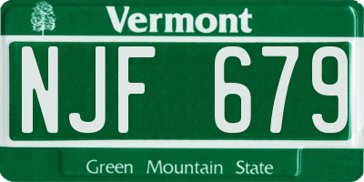 VT license plate NJF679