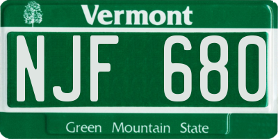 VT license plate NJF680