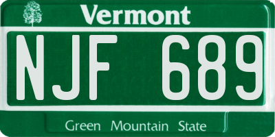 VT license plate NJF689