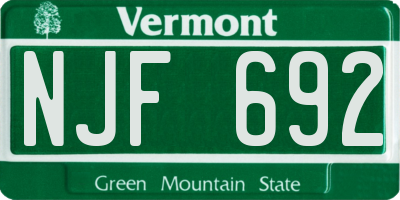 VT license plate NJF692