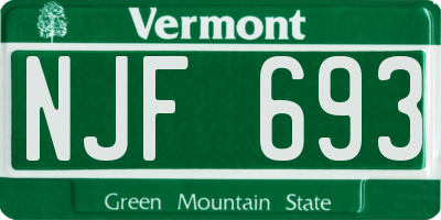 VT license plate NJF693