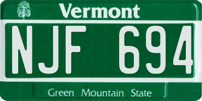 VT license plate NJF694