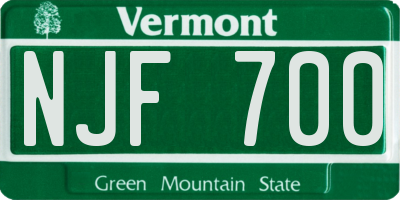 VT license plate NJF700