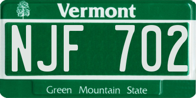 VT license plate NJF702