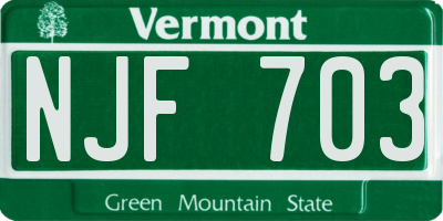 VT license plate NJF703
