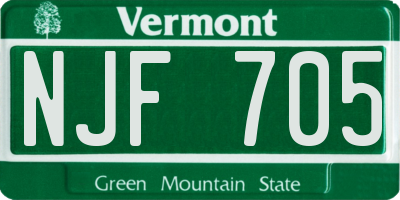 VT license plate NJF705