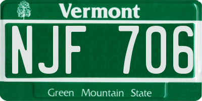 VT license plate NJF706