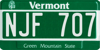 VT license plate NJF707
