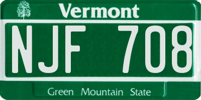 VT license plate NJF708