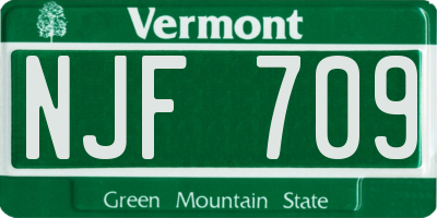 VT license plate NJF709