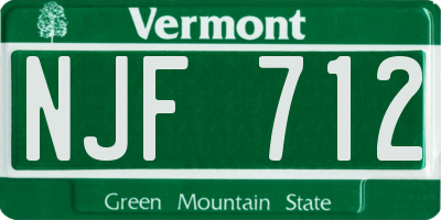 VT license plate NJF712