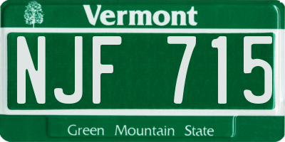 VT license plate NJF715