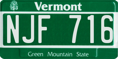 VT license plate NJF716