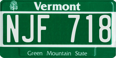 VT license plate NJF718