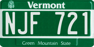 VT license plate NJF721