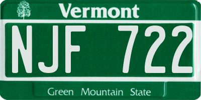 VT license plate NJF722