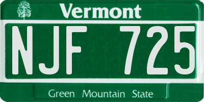 VT license plate NJF725