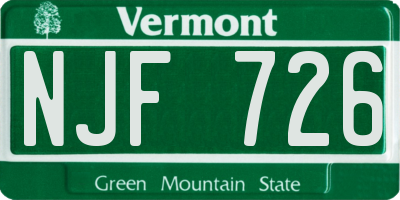 VT license plate NJF726