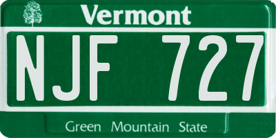 VT license plate NJF727
