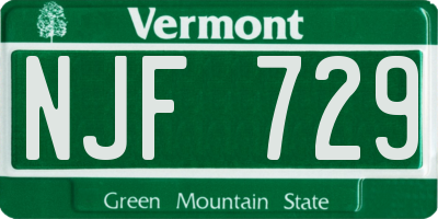 VT license plate NJF729