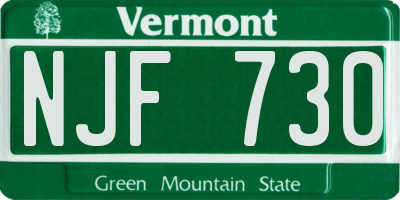 VT license plate NJF730