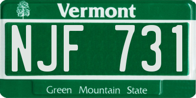 VT license plate NJF731
