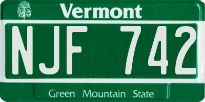 VT license plate NJF742