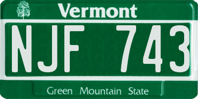 VT license plate NJF743