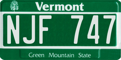 VT license plate NJF747