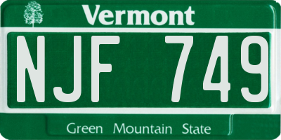 VT license plate NJF749