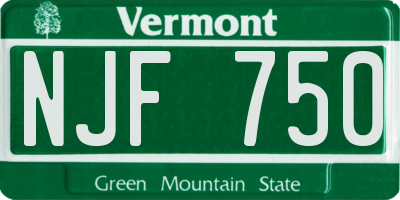 VT license plate NJF750