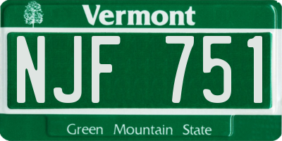 VT license plate NJF751