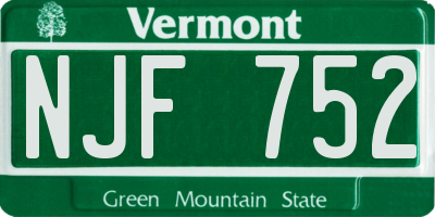VT license plate NJF752