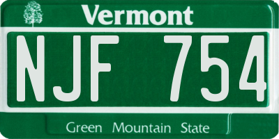 VT license plate NJF754