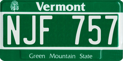 VT license plate NJF757