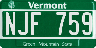VT license plate NJF759