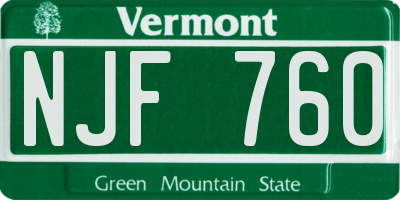 VT license plate NJF760