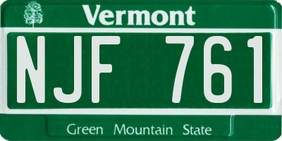 VT license plate NJF761