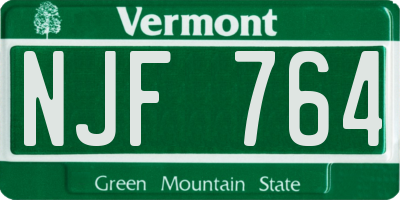VT license plate NJF764